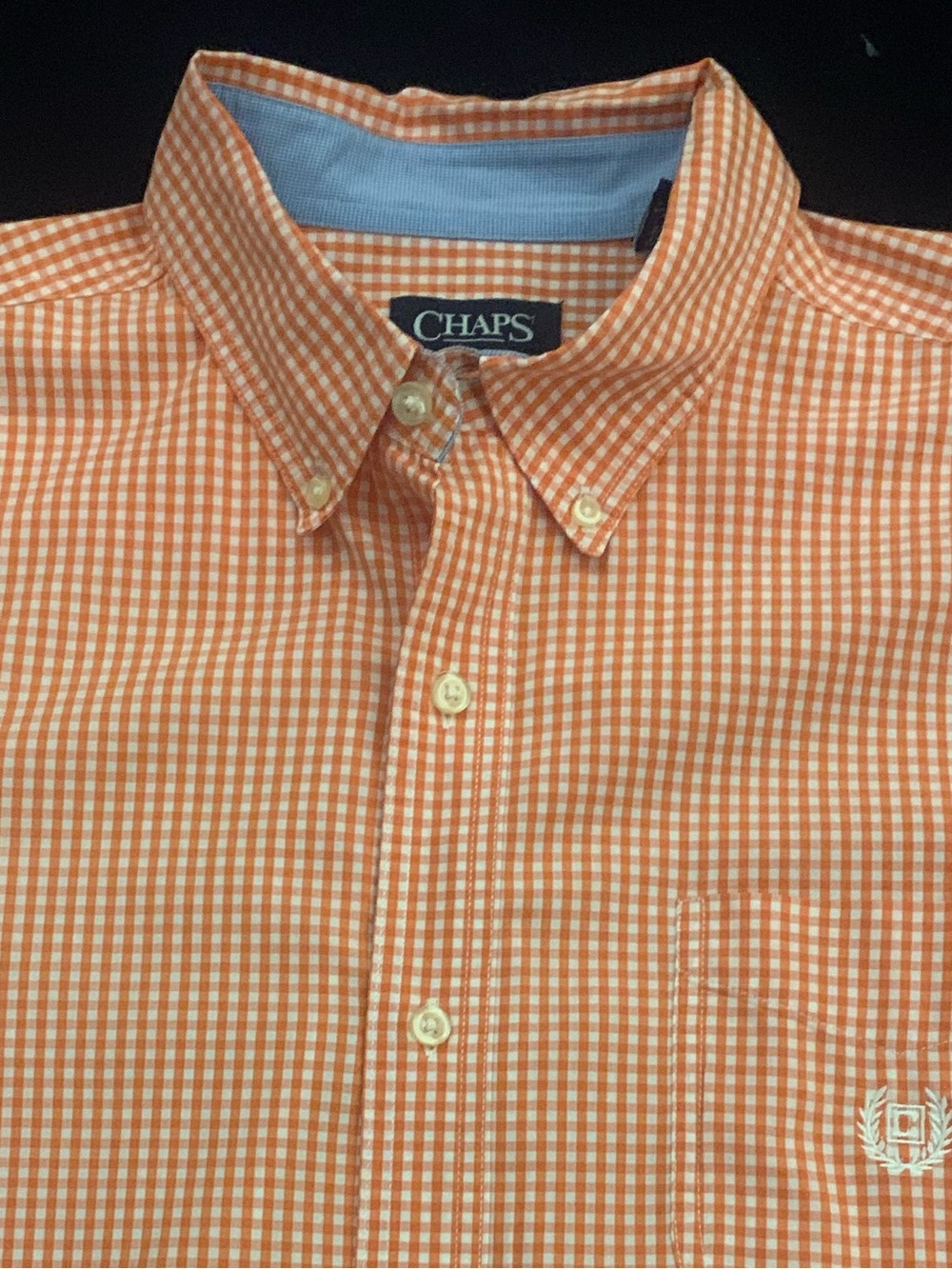 CHAPS LS Easy Care Orange/White Checked Shirt